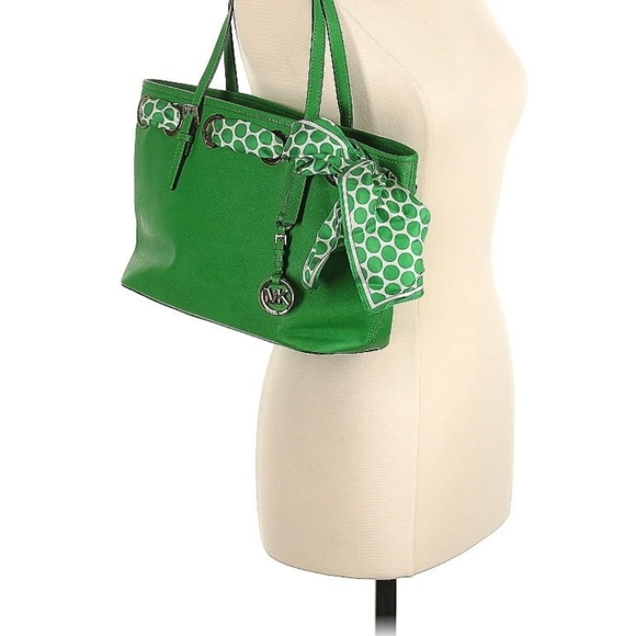 Michael Kors Green Satchel with scarf accent - Picture 3 of 12